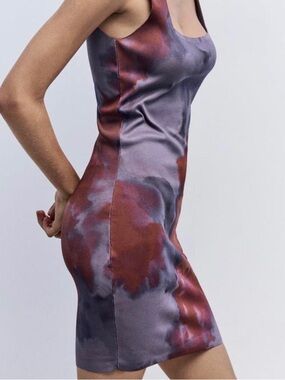 Zara Purple and Rust Tie-Dye Sleeveless Mini Dress
